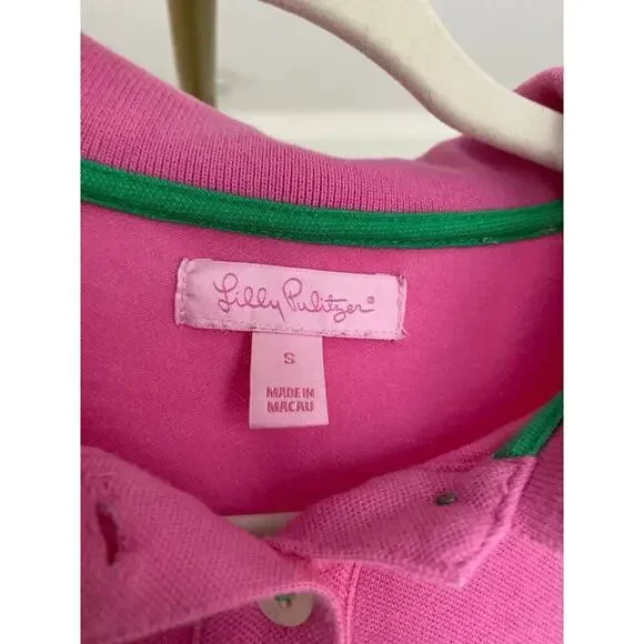 Lilly Pulitzer Polo Dress Tennis Green Trim Cottagecore Brunch Coquette Preppy - Picture 5 of 9